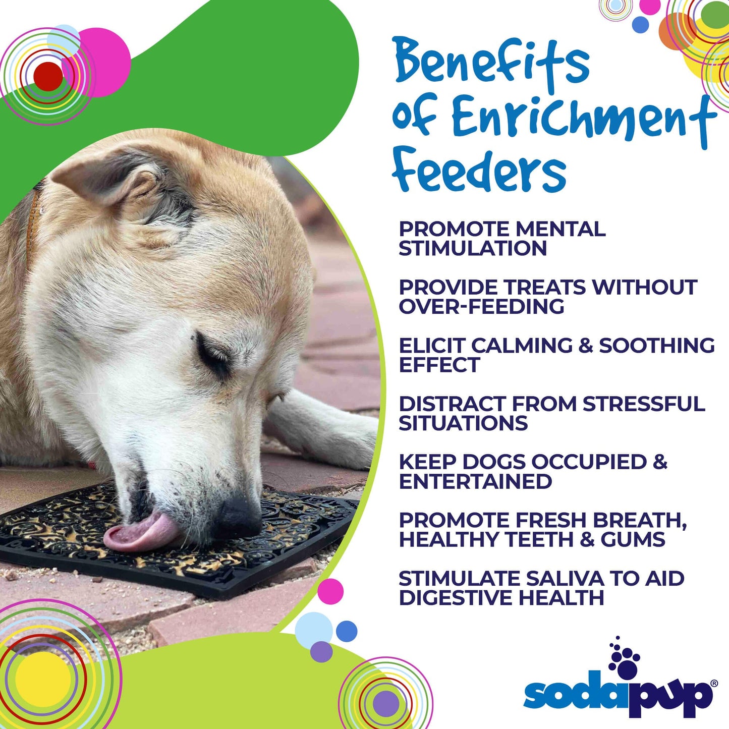 Benefits of using a lick mat are providing mental stimulation and has a calming effect on dogs