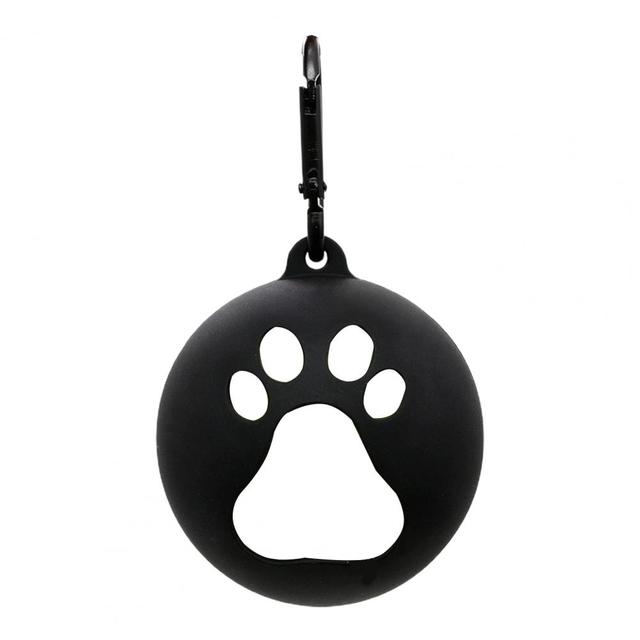 A silicone dog ball holder in black