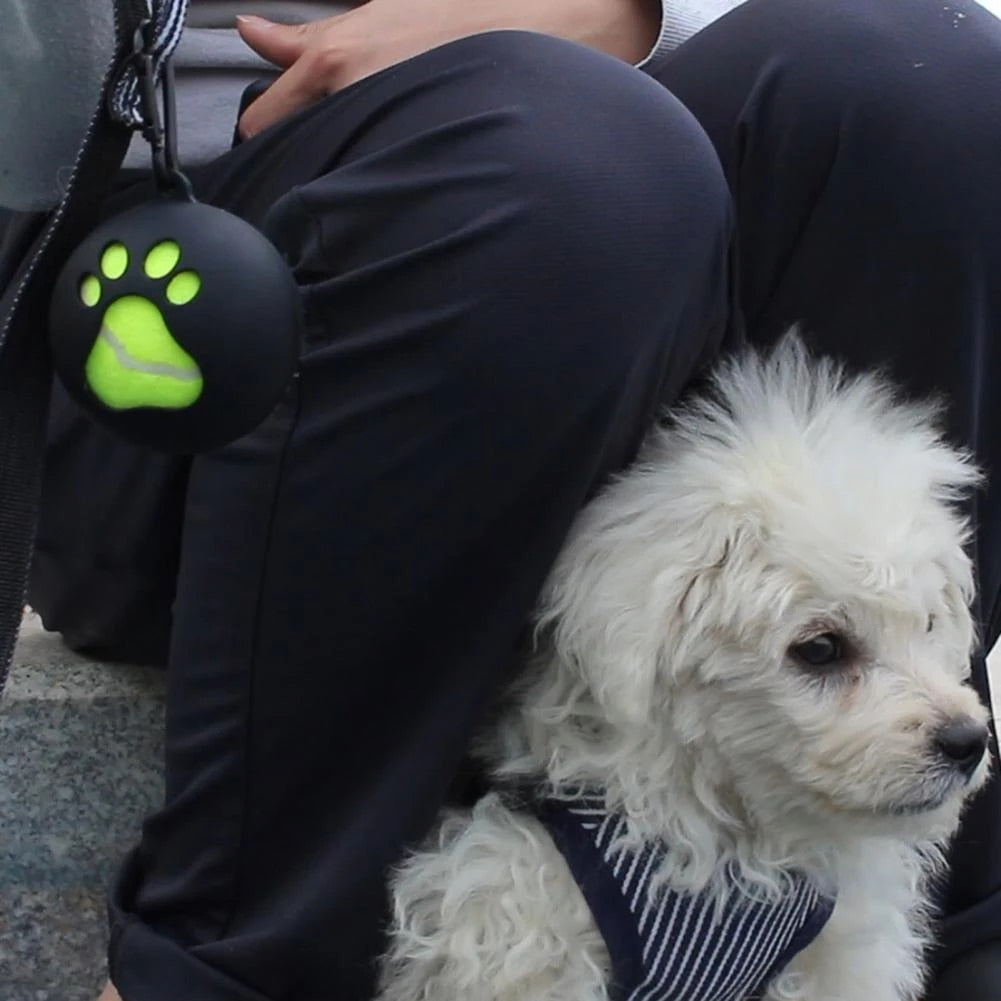 A silicone dog ball holder in black